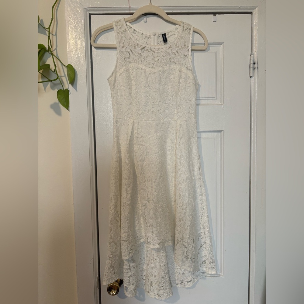 Chic White Lace High Low Dress